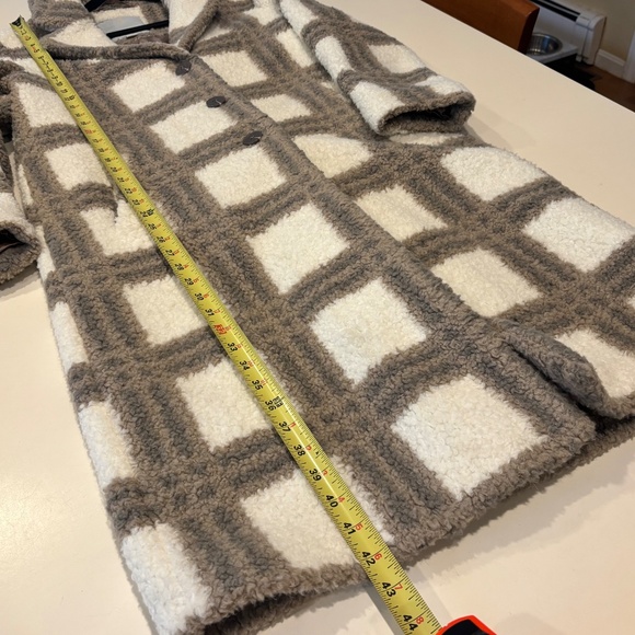 Anthropologie NVLT Crean Tan Plaid Long Teddy Coat Size S - Picture 10 of 16